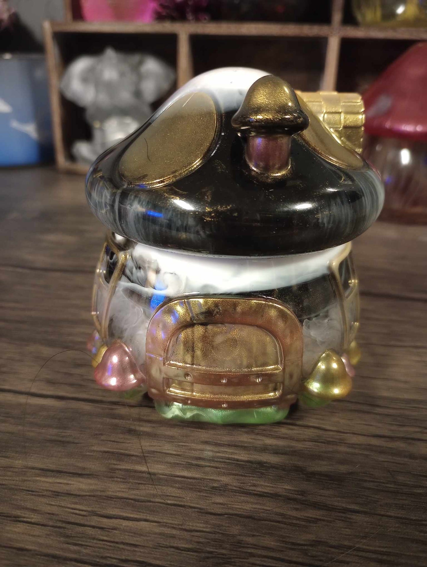 Detailed Mushroom House Jar