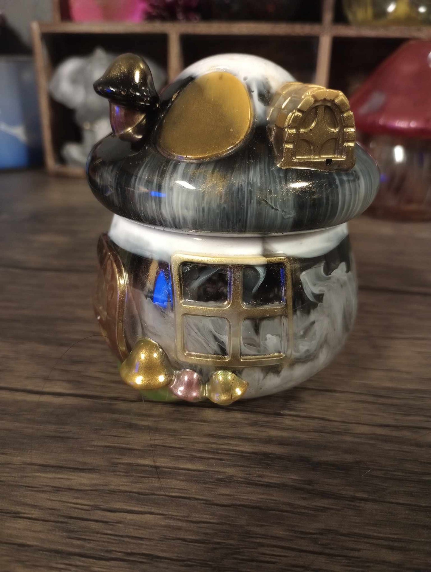 Detailed Mushroom House Jar