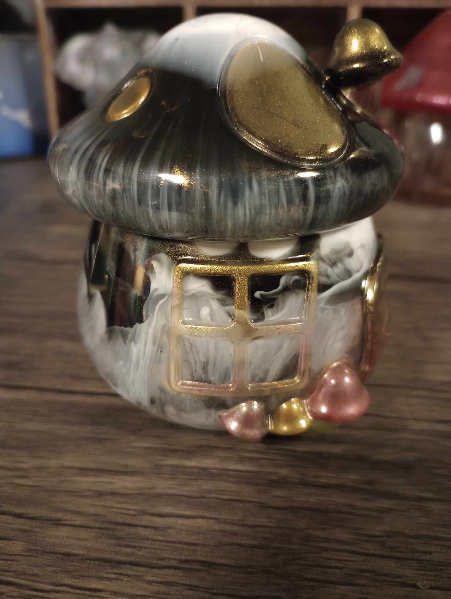 Detailed Mushroom House Jar