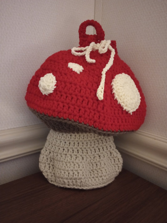 Crocheted mushroom bag holder