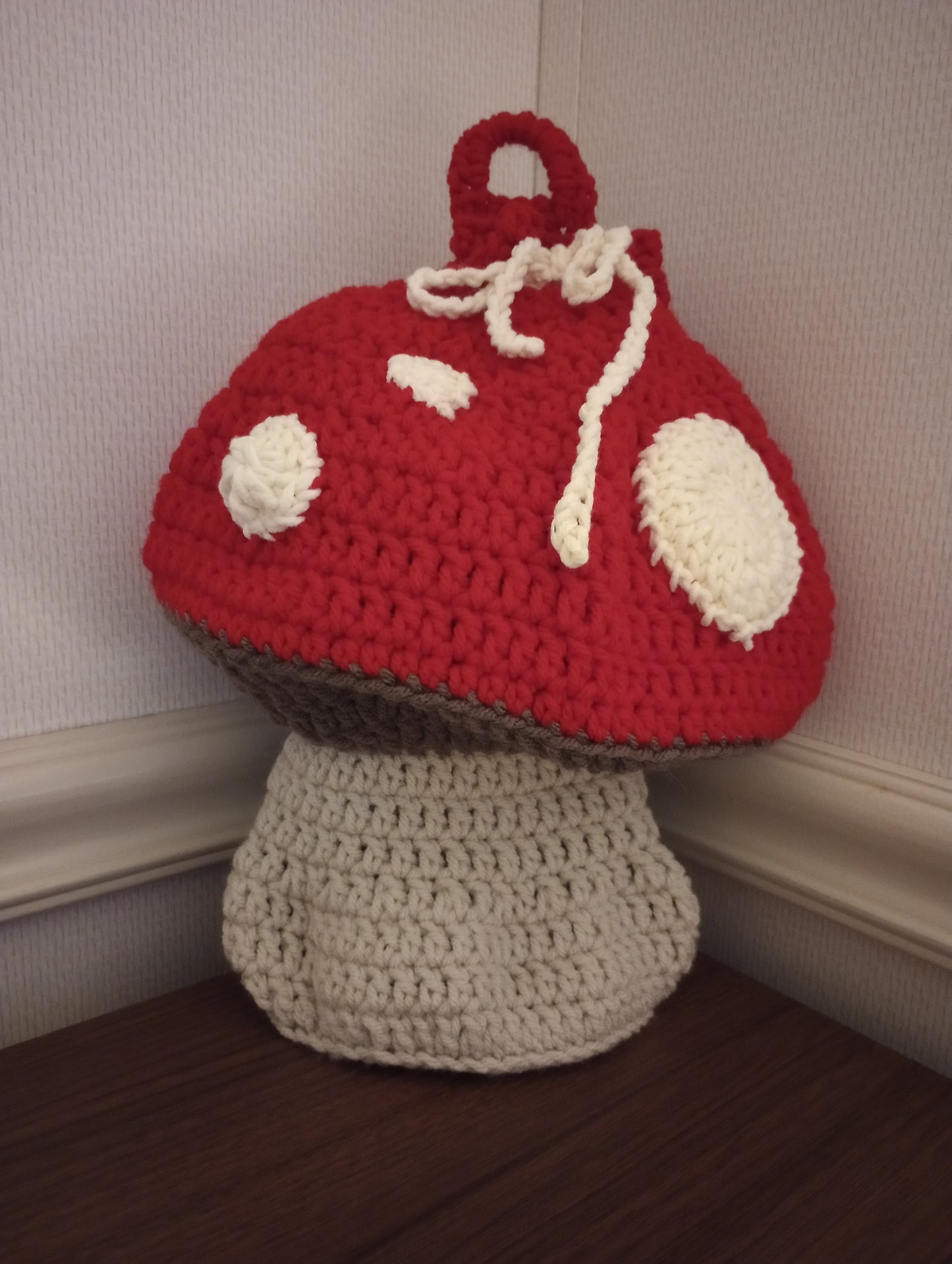 Crocheted mushroom bag holder