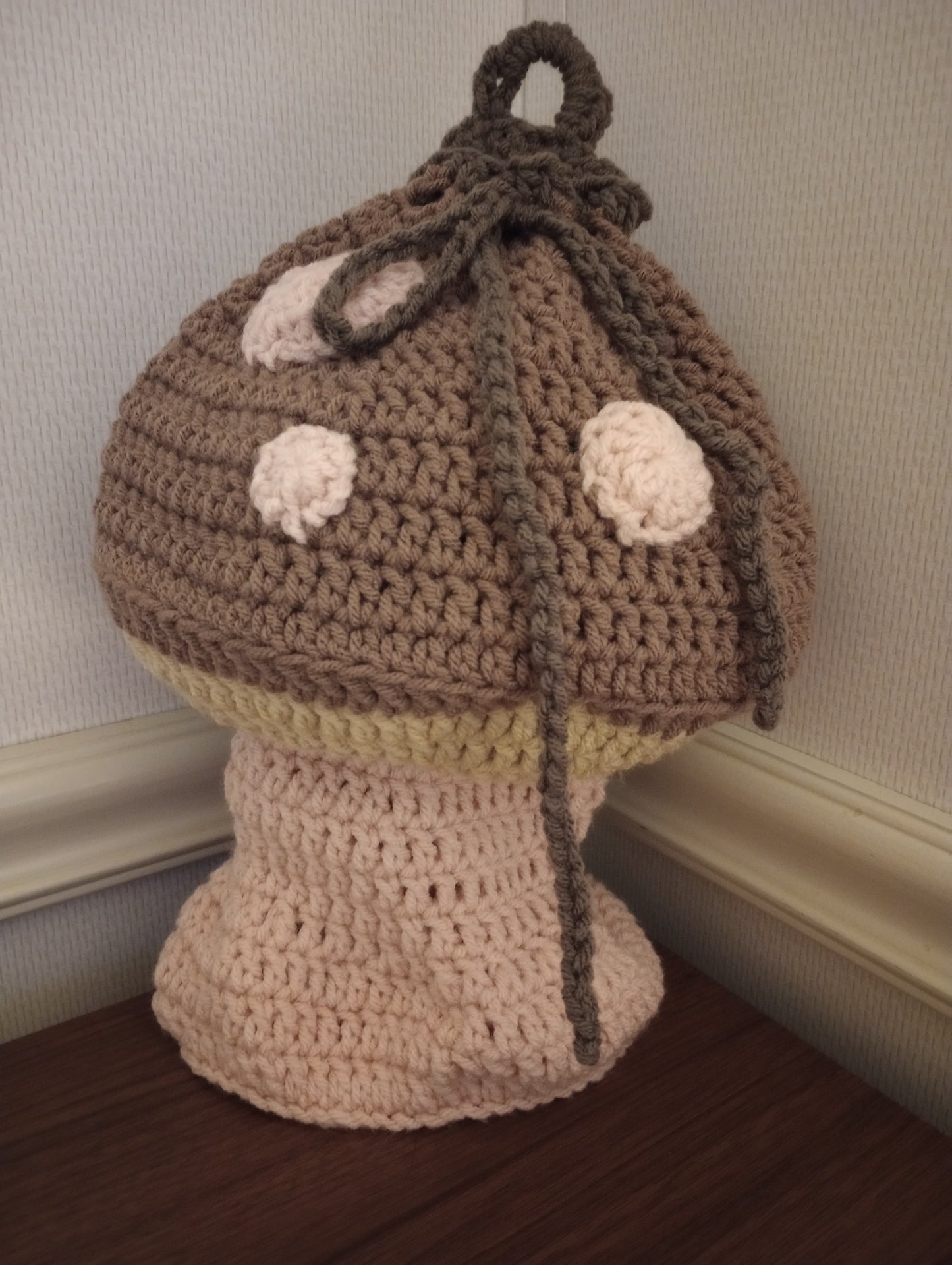 Crocheted mushroom bag holder